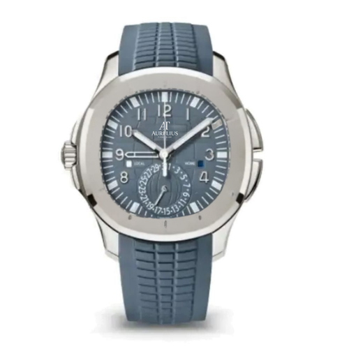 Sport Travel 40 – Blue Embossed Dial | White Gold Tone Case & Blue Rubber Strap