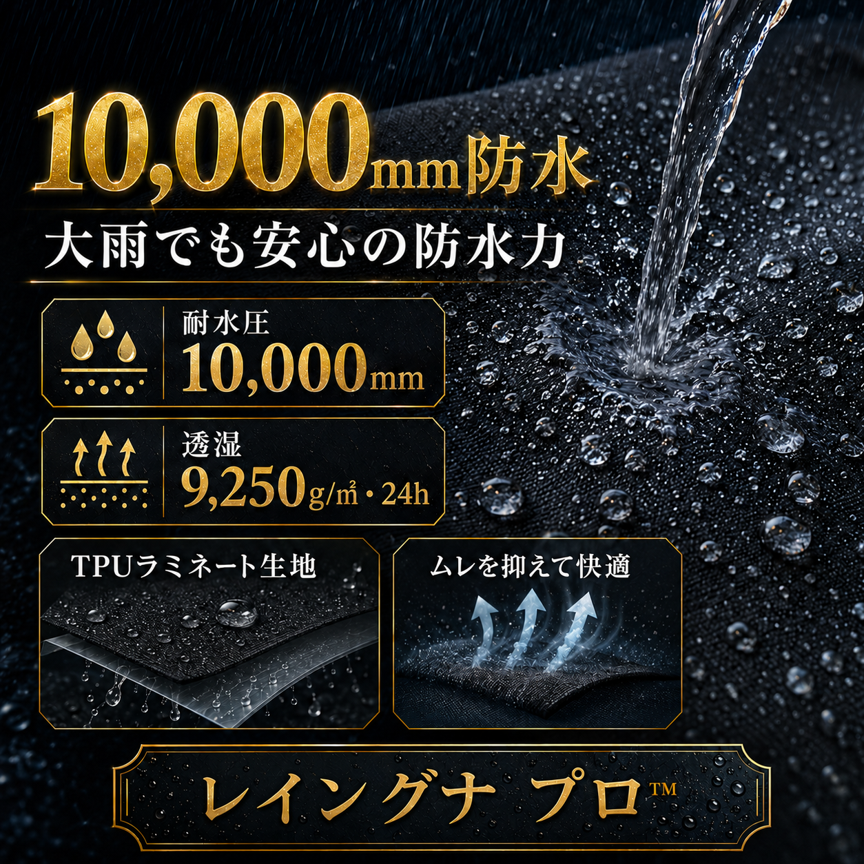 レイングナ プロ™｜雨の日の送り迎えがラクになる 耐水圧10,000mm 袖付きレインコート｜着脱バイザーで顔まで濡れない・両手フリー・二重袖・男女兼用