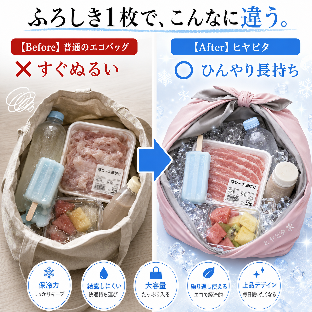 ふろしき1枚でこんなに違う ビフォーアフター比較